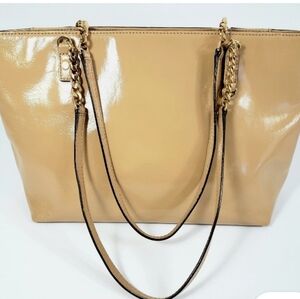 Michael Kors Light Brown Tote Bag with Gold Accents